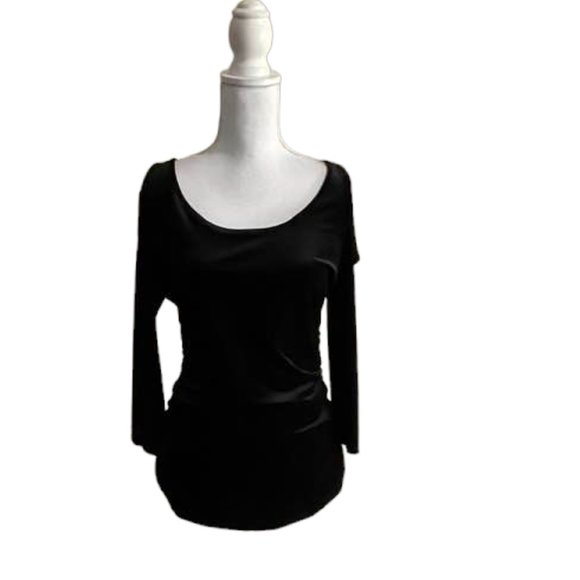Boston Proper Velvet Cold-Shoulder Event Festive Holiday Black Top w Rouching - Picture 9 of 15